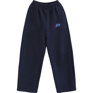 诺诺公主S1N初中生绣花微弯刀裤女春秋加绒美式学院休闲阔腿裤子