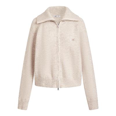 A21宽松立领落肩毛织外套