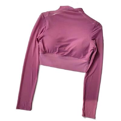 网纱性感速干健身服带胸垫长袖