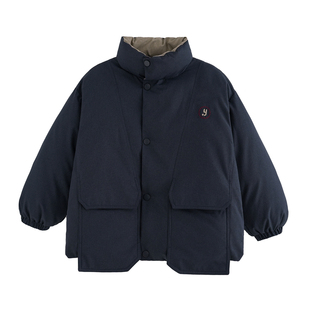 砚台家童装男童保暖棉袄2025冬装新款短款加厚棉服立领防寒厚外套