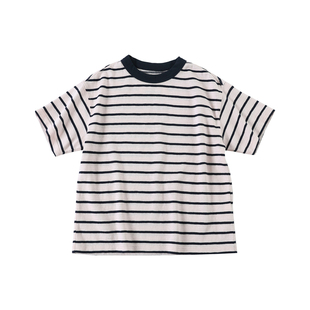 小新贝塔-洗不旧条！春夏新款经典色织固色条纹儿童短袖T恤