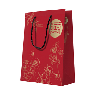 结婚伴手礼创意红色精致纸袋印刷金色手提礼品包装纸袋子小量定制
