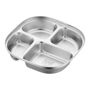 不锈钢菜盆304儿童快餐盘幼儿园餐盘吃饭盘分格饭盒带盖分隔餐盒