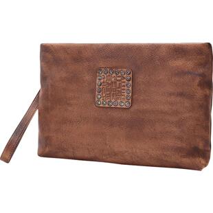 法缇斯新款手工真皮大手拿包复古头层牛皮手抓包拉链休闲信封包女