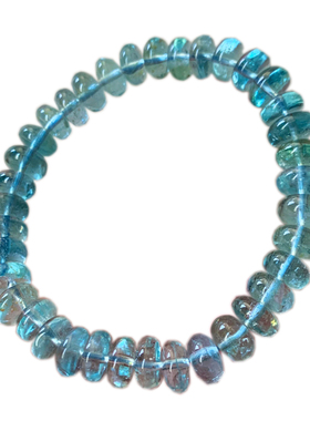 天然蓝绿托帕石盘珠手串尼泊尔蓝