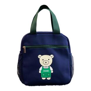 时尚帆布保温饭盒袋新款高颜值上班可爱便当包铝箔隔热带饭手提包