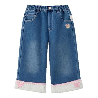 PawinPaw卡通小熊童装25年秋冬新款女宝宝加绒牛仔裤宽松保暖百搭