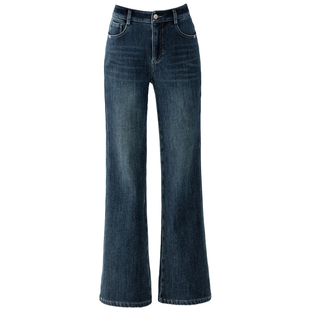 港风加绒微喇牛仔裤女2025新款冬季裤子加厚女裤显瘦显高喇叭裤