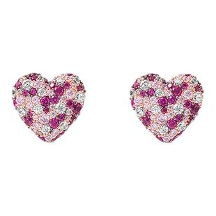 APM Monaco 紫红色多彩爱心耳钉女耳饰耳环时尚高级感生日礼物