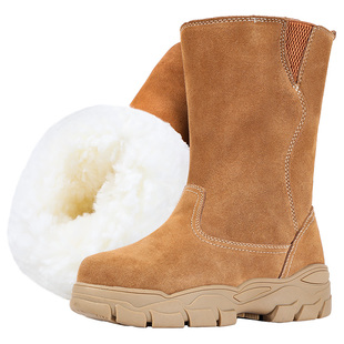 皮毛一体雪地靴男加厚保暖东北大棉鞋冬季高帮防滑羊毛靴蒙古马靴