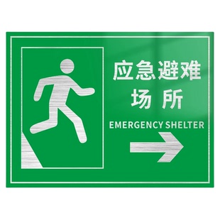 紧急疏散集合点标识应急避难场所间指示牌避险安全逃生标志提示墙贴纸消防标示标牌警急撤离警告标贴线路告示