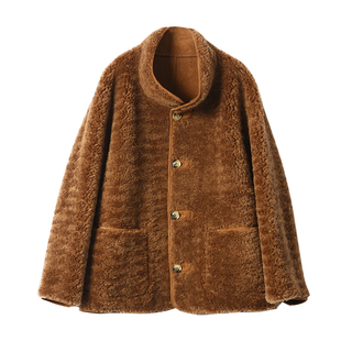 淘么淘 一面温暖,一面飒感!纯羊毛仿皮毛一体羊羔毛外套女冬季