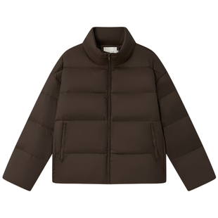 Halo Luu美式短款咖色羽绒服女冬季新款设计感小众面包服加厚外套