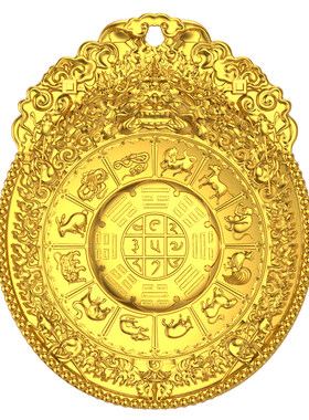 金米黄金吊坠九宫八卦金牌