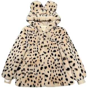 冬季童装亲子装洋气连帽加厚儿童仿皮草外套母女装男童宝宝棉衣韩