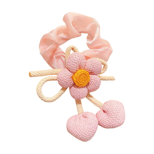 儿童针织花朵头绳女童双丸子头大肠发圈高弹力发绳扎头发皮筋头饰
