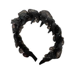 闪钻网纱高颅顶发箍女款高级感洋气时尚带齿防滑洗脸头箍压发发卡