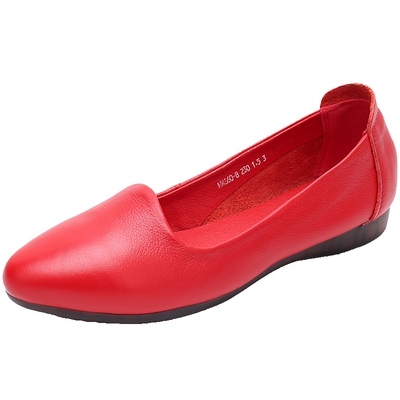 软底春秋季新款休闲平跟红色女鞋