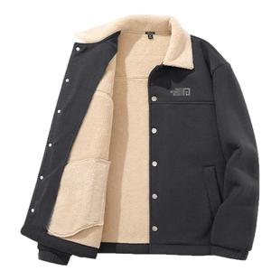 GV真维斯羊羔绒夹克男秋冬季加绒加厚保暖抓绒衣男款灯芯绒外套A