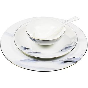 五星级酒店高档会所摆台餐具套装五件金边高骨瓷包厢专用陶瓷碗碟