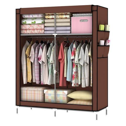 简易衣柜收纳布衣橱大组合折叠加固衣柜无纺布欧式号钢架