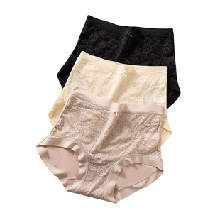 古今中高腰收腹纯棉底裆女士内裤2025新款透气蕾丝高弹爆款三角裤