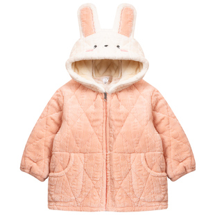 儿童罩衣长袖加绒保暖羽绒服防脏罩衫小中大童棉袄外套女宝宝护衣