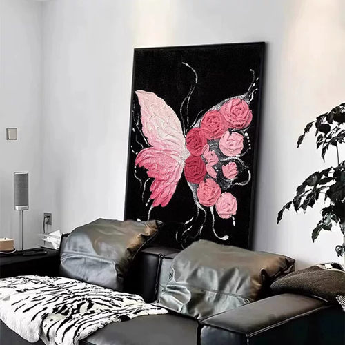 ins风蝴蝶led灯装饰画客厅沙发背景墙挂画高级感多巴胺风玄关壁画