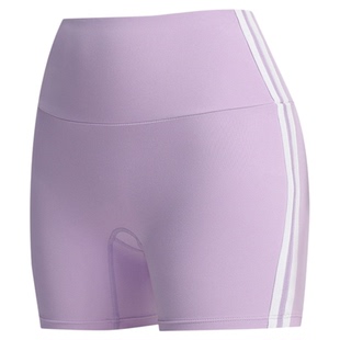 夏季裸感三分瑜伽短裤女撞色高腰提臀健身跑步训练速干骑行健身裤