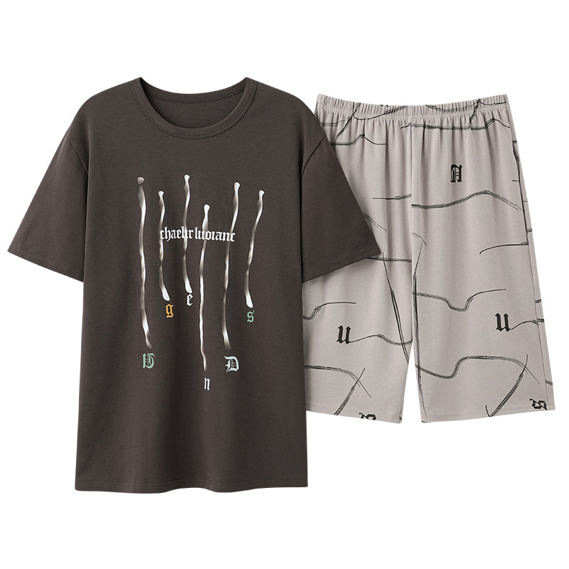 男士夏季短袖家居服加肥加大码款