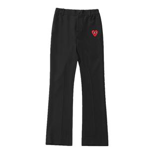 查尔斯桃心 美式拼接休闲裤子男女春秋高街显瘦情侣微喇弯刀长裤