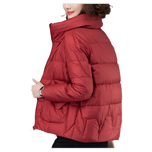 轻薄短款羽绒服女立领新款2025冬装中年女装宽松大码妈妈加厚外套