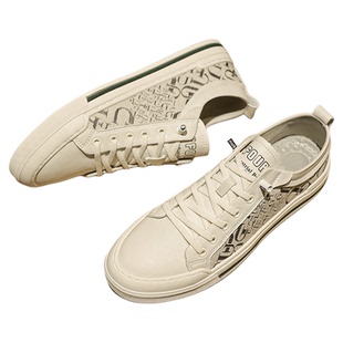 古驰汤米印花小白鞋春季欧洲站男鞋夏季透气薄款潮鞋布面板鞋男士