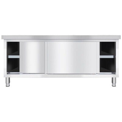 加厚304不锈钢拉门厨房操作台