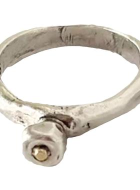 铜镀白金复古ins风戒指小众