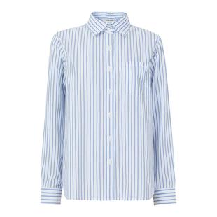 波顿女士蓝白色宽竖条纹衬衫2025春夏新款美式休闲高端长袖衬衣