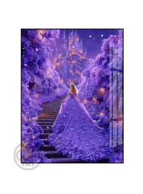 紫色城堡婚纱钻石画儿童卧室手工diy钻石贴画高级感女孩方钻石绣