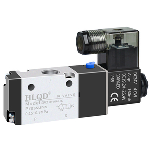 气动电磁阀3V210-08二位三通控制阀110/210/310/410 DC24V AC220V