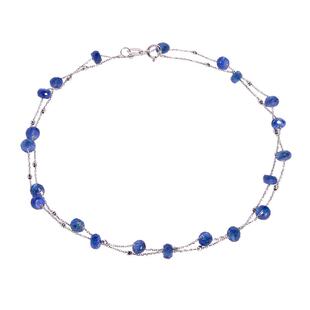 若华珠宝南风 满天星矢车菊蓝宝石项链女18k金彩宝锁骨链颈饰礼物