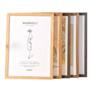 原木色相框挂墙实木画框装裱a3空框a4展示4k8k八开12寸16木质框架