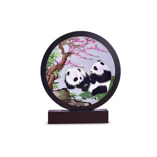 蜀绣熊猫刺绣摆件手工双面绣成都伴手礼中国风特色礼品成都纪念品