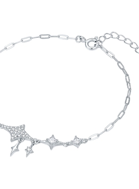 六桂福珠宝银925光芒手链