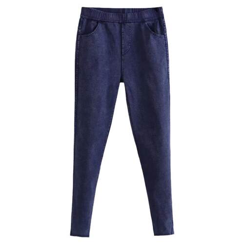 2026秋装大码胖mm松紧高腰显瘦弹力黑色小脚铅笔裤子仿牛仔魔术裤