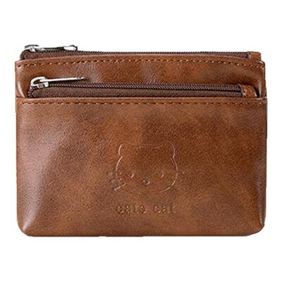 复古皮质KT猫零钱包随身收纳包