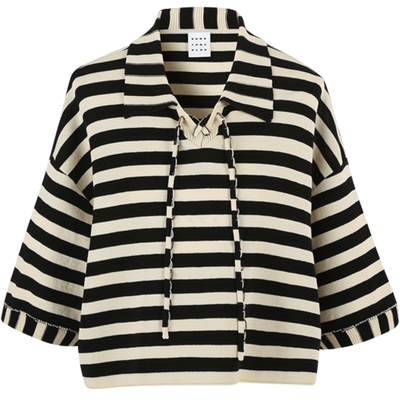 VVNKJANEPLUS海军条纹套头衫