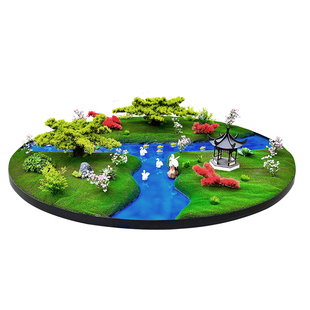 酒店大圆桌转盘中间餐桌假花摆花装饰品饭店中心景观轻奢摆台摆件