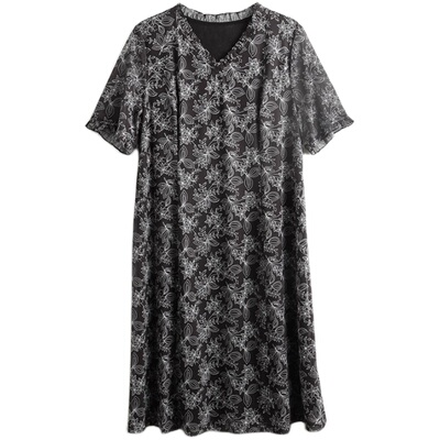 胖太太连衣裙薄款职业宽松碎花