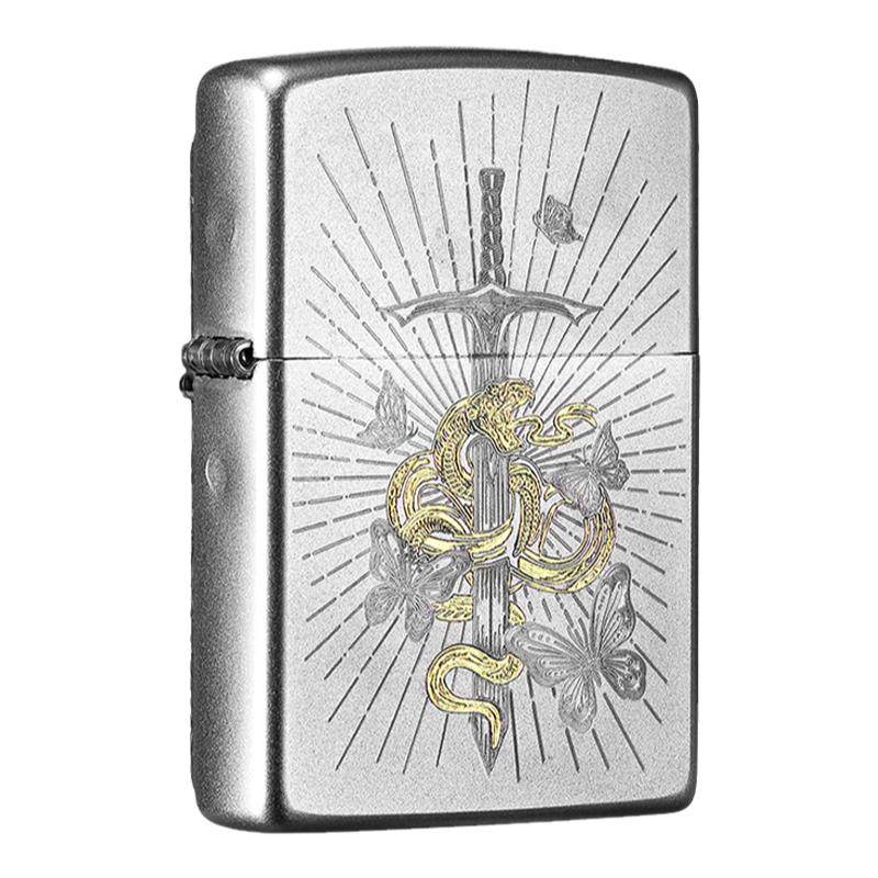 zippo打火机正品 蛇灵剑蝶深雕官方旗舰防风煤油生日礼物送男朋友