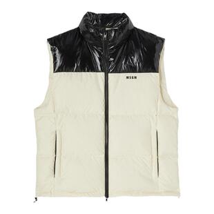 MSGM秋冬拼色休闲女士短款羽绒服马甲背心