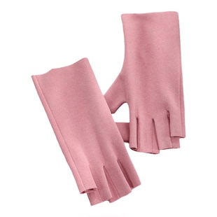 保暖手套半指女吸湿发热双面德绒触屏秋冬季露指学生写字防冻手套